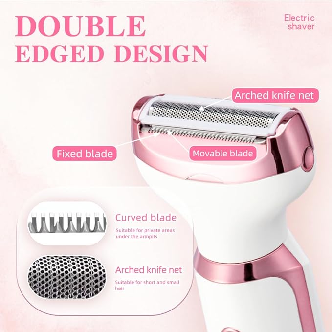 RUIM Electric Razor for Women, 4-in-1 Bikini Trimmer, Waterproof Electric Shaver for Women, Rechargeable Painless Pubic Hair Trimmer