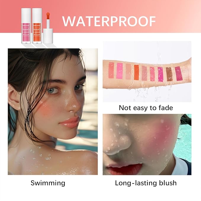 Liquid Blush for Cheeks Makeup Face Blush, Weightless Cream Formula, Smudge Proof Long-Wearing Pigmented Blush, Natural Look Makeup Face Blushes, Shimmer Finish, Dainty - 07# Juicy peach