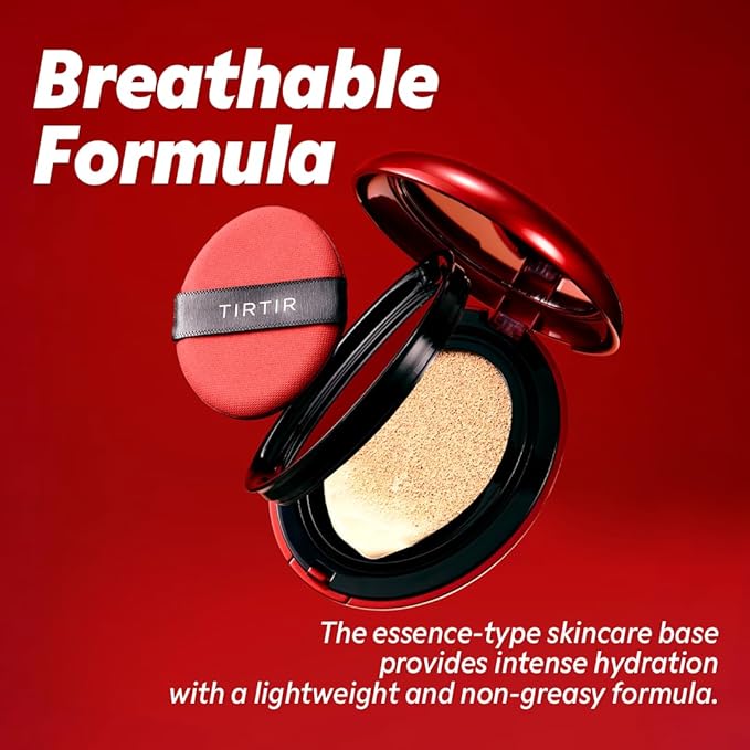 [*Mini Size*] TIRTIR Mask Fit Red Cushion Foundation | Full coverage, Weightless, Skin fit, Satin Glow Finish, Korean Makeup, beauty, Tattoo cover up, Buildable (#24W Soft Beige, 0.15 Fl Oz)