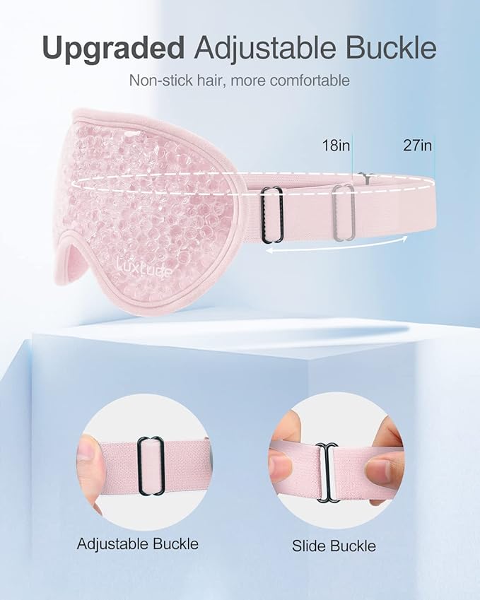 Luxtude Gel Eye Mask Cooling Eye Masks for Dry Eyes 2PCS, Hot Cold Eye Ice Pack Reusable Cold Eye Mask, Frozen Cold Eye Compress for Puffiness/Dark Circles/Headaches/Skincare/Eye Bags (Pink)
