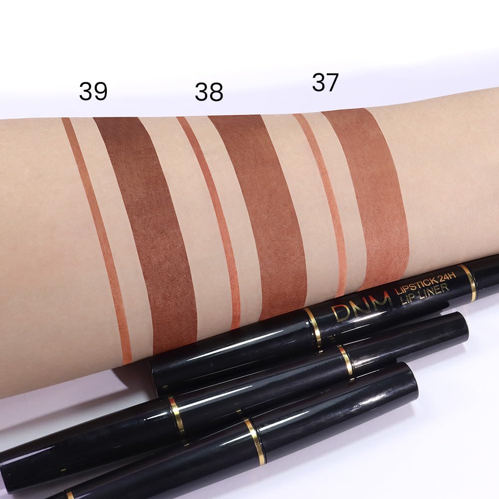 Kaely 2-in-1 Brown Matte Lip Liner & Lipstick Combo Set Kit for Women, Magic Neutral Lipstick 24 Hours Original Lips Liner Pencil Stain Gloss Plumper Makeup Long Lasting Waterproof 38