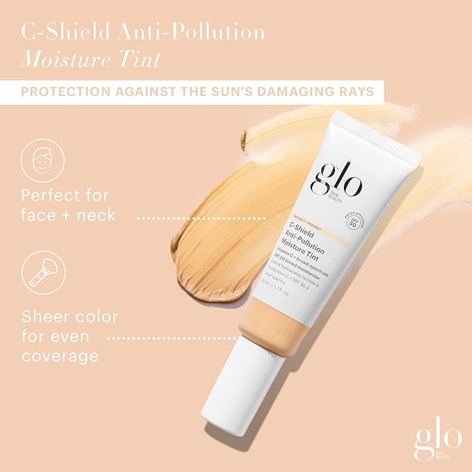 Glo Skin Beauty C-Shield Anti-Pollution Moisture Tint - Tinted Moisturizer With SPF 30 for Face, Broad Spectrum Protection & Vitamin C, 1.7 Oz (2N-Light)