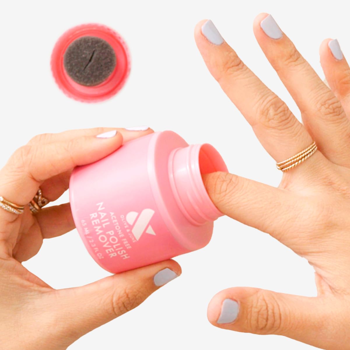 Olive & June Polish Remover Pot | Acetone-Free Nail Polish Remover with Sponge Lid for Mani + Pedi | No-Mess, Gentle & Effective Formula | Non Acetone | Vegan & Cruelty-Free | 60mL