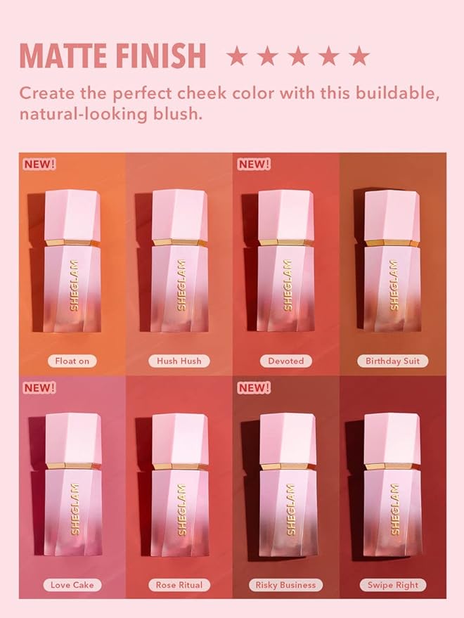 SHEGLAM Color Bloom Liquid Blush Makeup for Cheeks Matte Finish - Float On