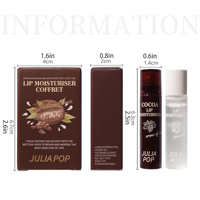Lip Oil, Lip Balm Set Lasting Moisturizing and Care of your Lips, Lip Sleeping Mask Cracked Dry Lips Moisturize, Coco for Day and Milk for Night（Pack of 2）
