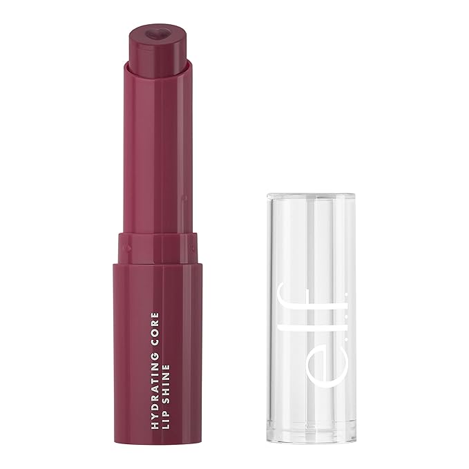 e.l.f. Hydrating Core Lip Shine, Conditioning & Nourishing Lip Balm, Sheer Color Tinted Lip Moisturizer, Delightful, 0.09 Oz