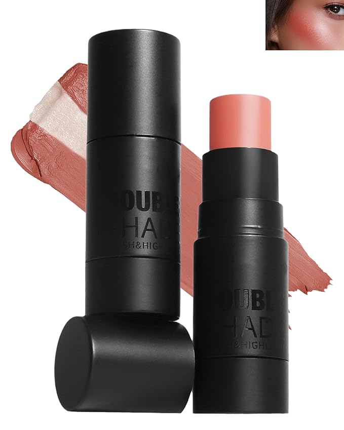 Cream Blush Stick Makeup for Cheeks, Multi Blush & Highlighter Contour Stick, Long Lasting Waterproof Creme Blush Bronzer Stick, Lightweight Matte and Dewy Finish, Face Shaping Makeup for Women-04