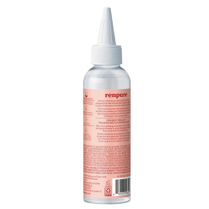 Renpure Apple Cider Vinegar Scalp Serum, Plant-Based – Detoxifies, Balances & Hydrates Scalp for Softer, Shinier Hair – For Itchy Scalp - Apple Cider Vinegar, Ginger Root, Peppermint Leaf - 4 Fl Oz