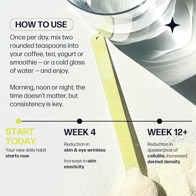 Sparkle Skin Boost No Flavor Verisol Collagen Peptides Protein Powder Vitamin C Supplement Drink, 2.8oz