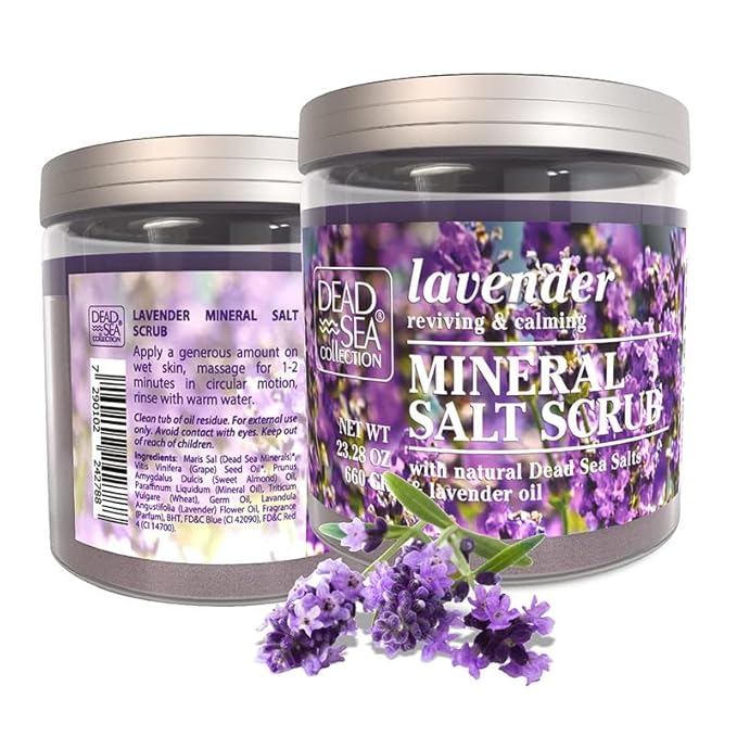 Dead Sea Collection Lavender Salt Scrub – Exfoliating Body Scrub for Women – Moisturizing and Nourishing Skin – with Pure Oils and Dead Sea Minerals (23.28 Oz)