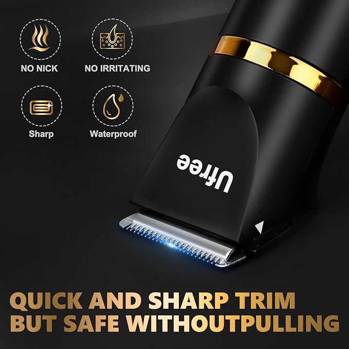 Ufree Body Hair Trimmer for Men, Manscape Ball Pubic Hair Trimmer, 3 in 1 Body Grooming Kit for Groin, Waterproof Body Electric Shaver Razor, Grooming for Face and Body, Gifts for Men, Black