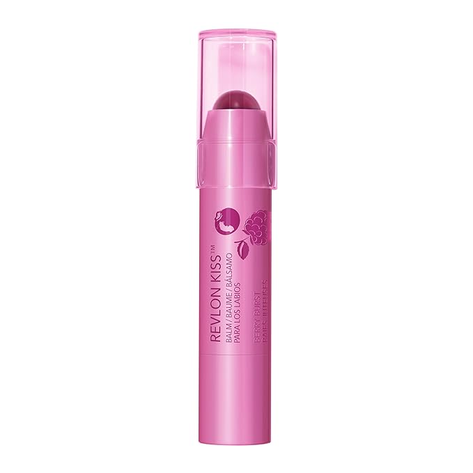 Revlon Lip Balm, Kiss Tinted Lip Balm, Face Makeup with Lasting Hydration, SPF 20, Infused with Natural Fruit Oils, 035 Berry Burst, 0.09 Oz (Pack of 2)
