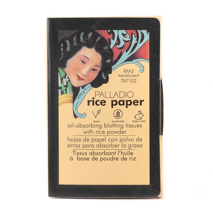 Palladio Rice Paper Facial Tissues for Oily Skin, Face Blotting Sheets Made from Natural Rice, Oil Absorbing Paper with Rice Powder, 2 Sided, Instant Results, Translucent, 40 Count, Pack of 6