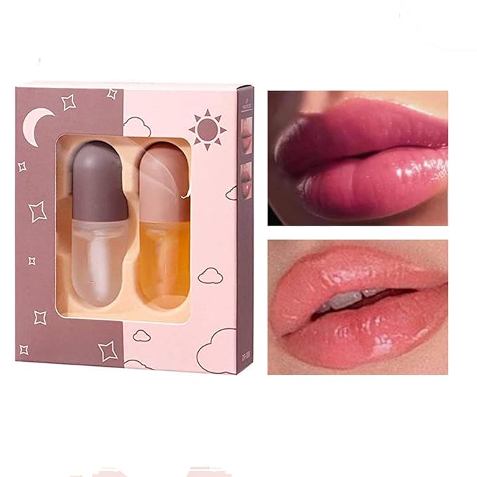 2 Pcs Lip Plumper, Natural Lip Plumper and Lip Care Serum,Lip Plumper set (Day& Night)