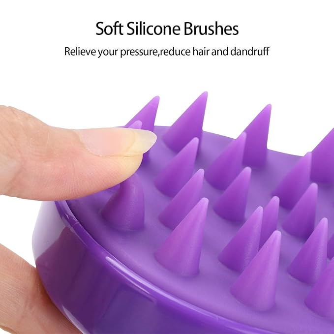 BTYMS 3 Pcs Silicone Scalp Scrubber Shampoo Brush Scalp Massager & Exfoliating Brush for Dandruff Removal, Hair Growth-Multi-Color