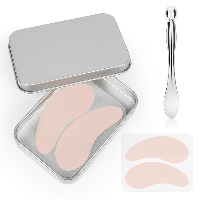 Reusable Silicone Eye Patches Mask Reduce Dark Circles Puffiness & Tired Eyes - 2 Refills Reusable Under Eye Patches for Adults Skincare Eye Treatment, Tin Case