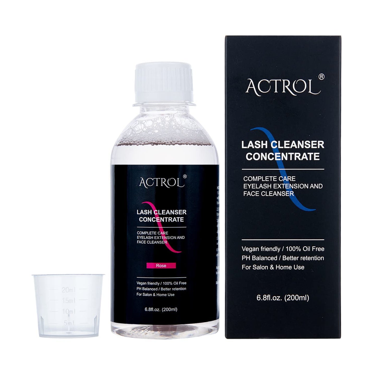 Eyelash Cleanser Concentrate 200ml Rose Professional Lash Shampoo Foaming Cleanser DIY Paraben & Sulfate Free Non-lrritating Wash for Extensions Lashes with Salon Home Care-Makes 40 Bottles