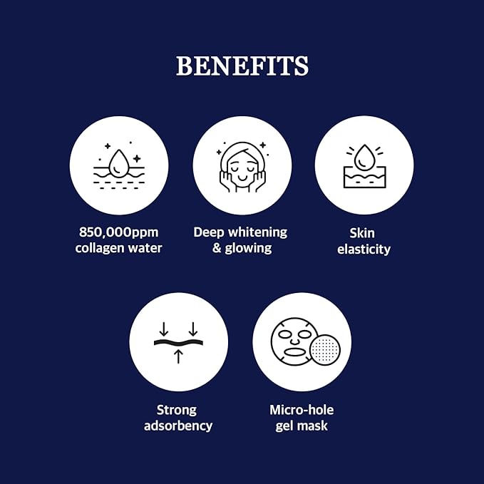 WELLDERMA Sapphire Collagen Face Mask Premium Impact Fitting Overnight Face Mask 8EA-Korean Face Sheet Mask for all skin types-Hydrating facial mask sheets-Patented Structure Hydrogel Type-Niacinamide