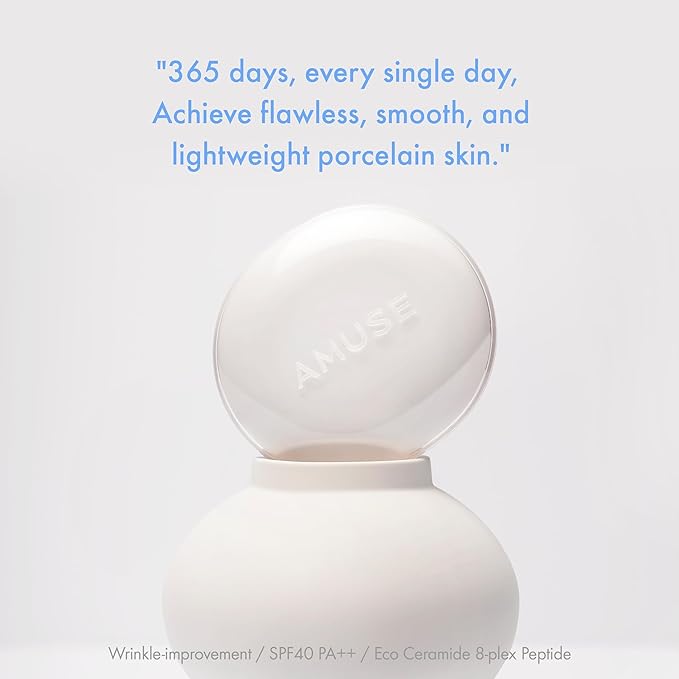 Amuse SEOUL Ceramic Skin Perfector Cushion Foundation 03 HONEY | Long-lasting, Lightweight, Semi-matte, Flawless Coverage, Hypoallergenic, Vegan, Korean Beauty (15g / 0.52oz.)