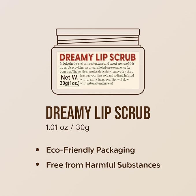 Nourishing Lip Scrub - Infused with Coconut Oil, Olive Fruit Oil, and Jojoba Seed Oil, 1.05oz - Exfoliate, Hydrate, and Glow for Chapped Dry, Dark Lips