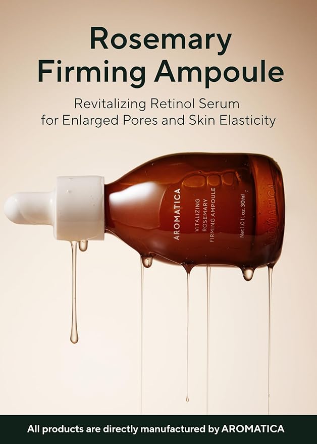 AROMATICA Vitalizing Rosemary Firming Ampoule Serum 30ml - Skin Revitalizing Retinol Serum for Face, Moisturizing & Strengthening Skin Barrier