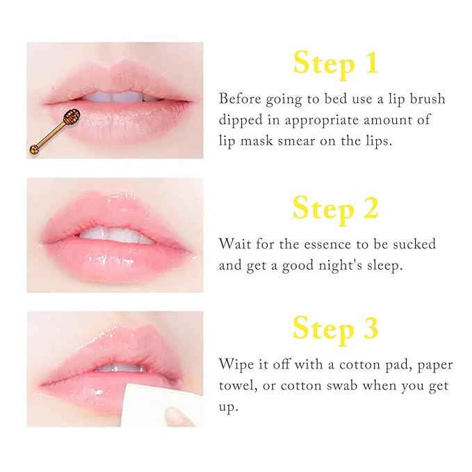 2PCS Honey Lip Balm, Exfoliating Honey Pot Lip Balm Sleeping Lip Mask with Brush, Hydrating & Prevention Dry and Cracked, Lip Scrubs Exfoliator & Moisturizer
