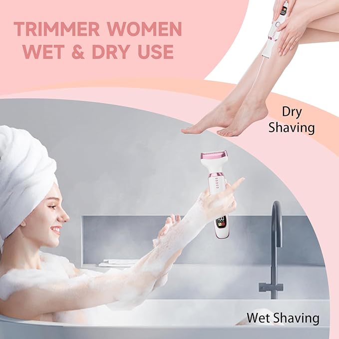 Electric Razor Shavers for Women 5 in 1 Electric Shaver for Women,Cordless Replaceable Facial Eyebrow Razors & Nose Hair Trimmer, Wet Dry Bikini Trimmer Pubic Hair Removal Gifts for Womens 3028A White