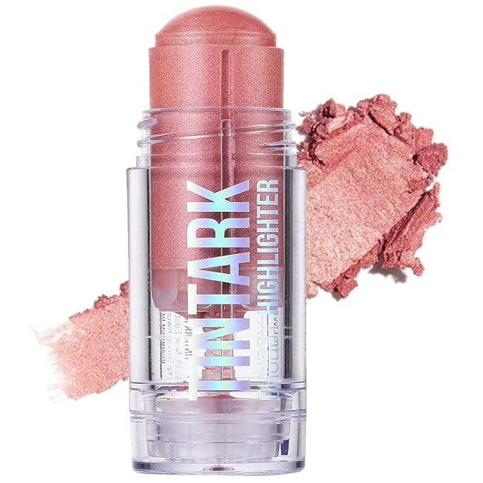 Chubby Cream Highlighter Stick for Face, Glitter Eyeshadow Makeup, Highlight Stick, Face Highlighters & Luminizers, Light Pink Peach Shimmer