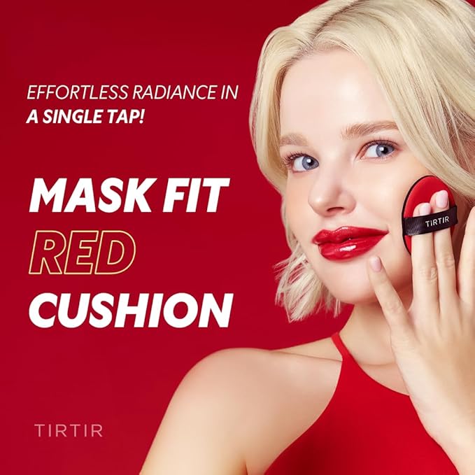 TIRTIR Mask Fit Red Cushion Foundation | Full coverage, Weightless, Skin fit, Satin Glow Finish, Korean Makeup BB Foundation, beauty, Tattoo cover up, Buildable (#23N Sand, 0.63 Fl Oz)