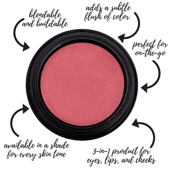 Gabriel Cosmetics Multi Pot (Conch - Rose/Silver Shimmer),3-in-1 Eyes, Lips, Cheeks, Natural, Paraben Free, Vegan, Gluten-free, Cruelty-free, Non GMO, 0.08 oz.