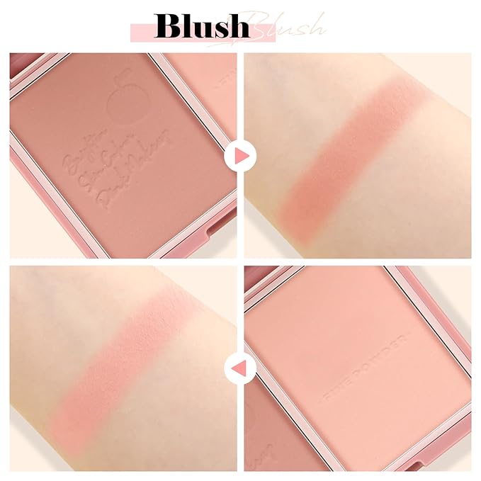 Boobeen Highlighter Contour Makeup Palette Face Matte Bronzer Powder, Compact Contouring Blush for Cheeks, Natural Long Lasting with Brush