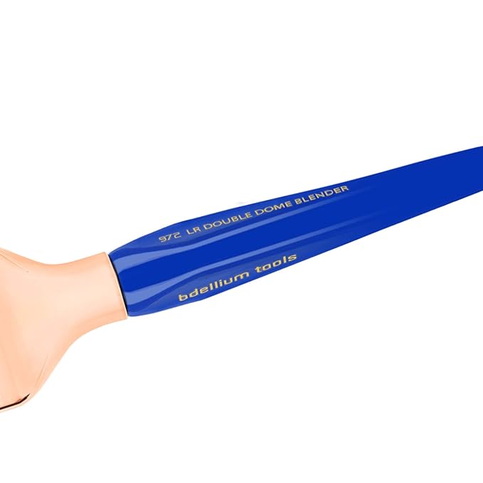 Bdellium Tools Professional Makeup Brush - Golden Triangle 972 Large Rounded Double Dome Blender - With All Vegan and Soft Synthetic Fibers, For Foundation Application & Blending (Blue, 1pc)