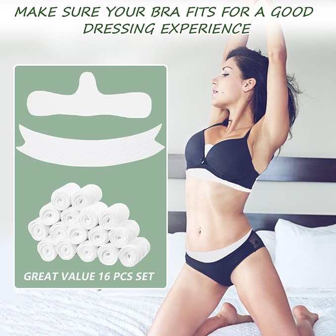 16 Pack Cotton Tummy Liners and Bra Liners Set for Sweat Rash Skin Folds Plus Size Women Sweating Supplies