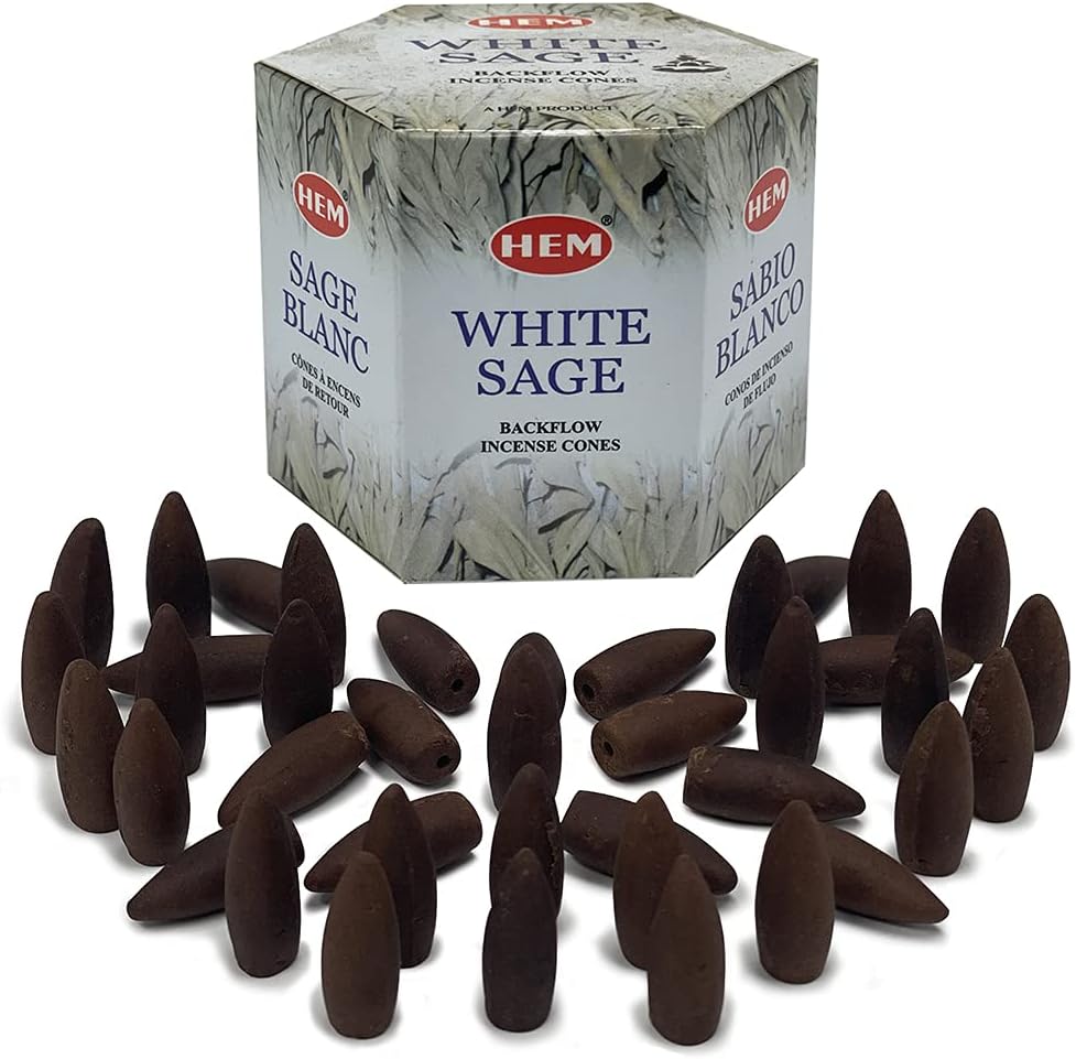 TRUMIRI White Sage Backflow Incense Cones For Waterfall And Mat Bundle Inciensos Aromaticos|Incienso|Inciense|Insienso