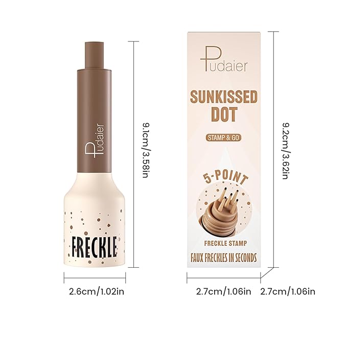 Freckle Stamp Pen, Fake Freckles Stain Marker,5-Dot Faux Liquid Freckle Stamp Cushion for Natural and Lifelike Sunkissed Makeup,Quick Dry Long-Lasting Face Freckle Pencil Tool,04#Caramel