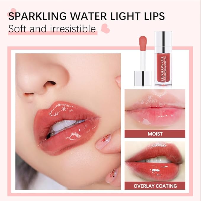 Hydrating Lip Glow Oil, Moisturizing Lip Glow Oil, Nourishing Glossy Transparent Lip Oil, Plumping Lip Oil, Lip Balm, Non-sticky Tinted Toot Lip Balm for Lip Care (PURPLE) 0.2 OZ