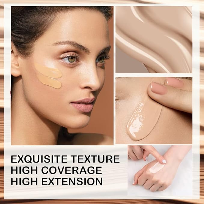 Beauty Glazed Soft Matte Silky Full Coverage Liquid Foundation, Multi-Use Buildable Foundation Lightweight Feel Oil Control Longwear Naturally Flawless Coverage Foundation (104 Buff Beige)