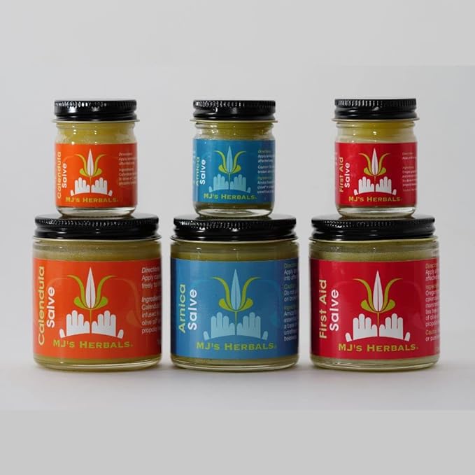 MJ's Herbals Calendula Salve - Skin Soothing Balm, Eczema Cream, Diaper Rash, Scars, Bug Bites, Made w/Calendula Blossoms & Propolis Beeswax (1 oz)
