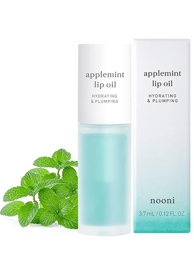 NOONI Korean Vegan Lip Oil - Applemint, 0.12 Fl Oz + Korean Lip Oil - Applepeony, 0.12 Fl Oz Bundle