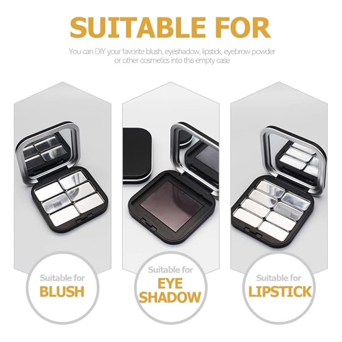 2pcs Empty Magnetic Eyeshadow Palette, Small Makeup Palette Lipstick Compact Containers Cosmetic Sample Storage Cases Magnetic Pallete for Makeup