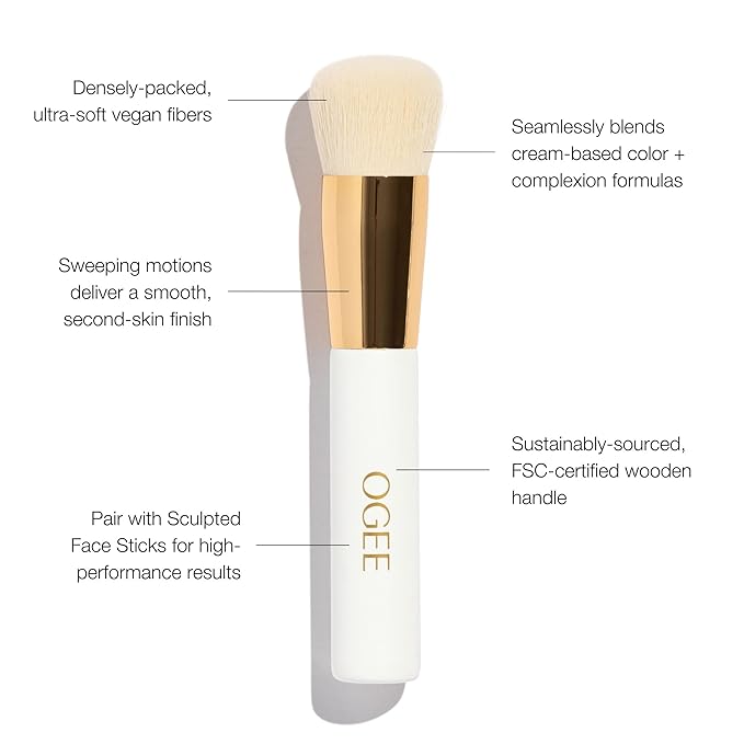 Ogee Blender Brush - Professional Quality Makeup Brush - Ultra-Soft Foundation Brush with Vegan Bristles for Flawless Makeup Application