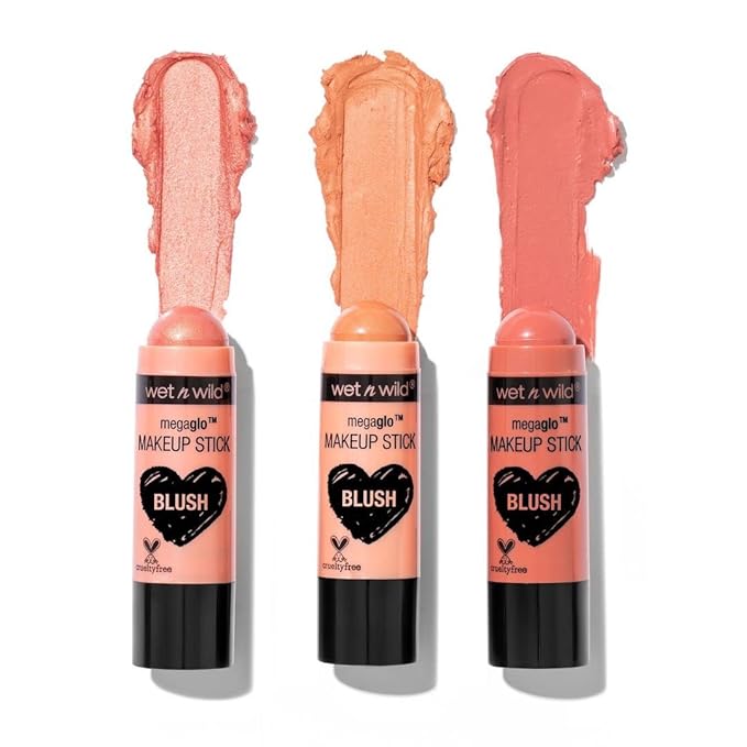 wet n wild MegaGlo Makeup Stick Bundle - Peach Bums & Pink Floral Majority, Buildable Color, Versatile Use