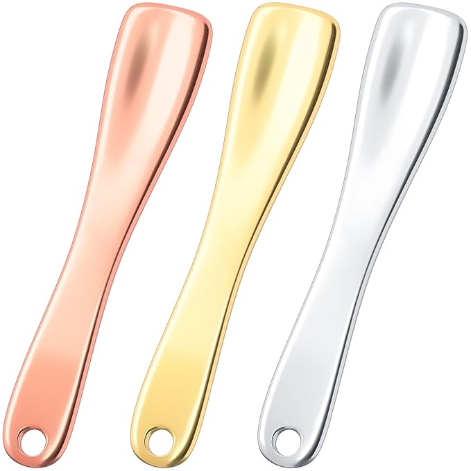 3 Pcs Facial Spatula Sticks Mini Metal Makeup Spatulas Tiny Skincare Cosmetic Spoons Reusable Face Eye Cream Lotion Applicator Tools Facial Massage Sticks for Women Girls