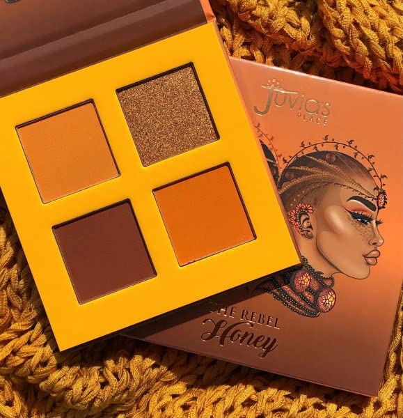 Juvia's Place Rebel Quad Honey Eyeshadow Palette - Professional Eye Makeup, Pigmented Eyeshadow Palette, Makeup Palette for Eye Color & Shine, Pressed Eyeshadow Cosmetics, Shades of 4