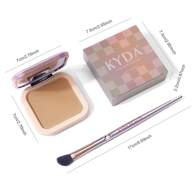 KYDA Face Sculpting Contour Palette, Natural Shimmer Smooth Contour Pressed Powder, Ultra-fine Lightweight, Easy to Blend, Multiuse Baked Contour Makeup-BRONZER