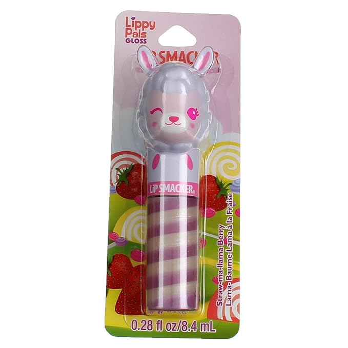 Lip Smacker Lippy Pals Swirls Llama, Flavored Moisturizing & Smoothing Soft Shine Lip Balm, Hydrating & Protecting Fun Tasty Glossy Finish, Cruelty-Free & Vegan - Straw-Ma-Llama Berry