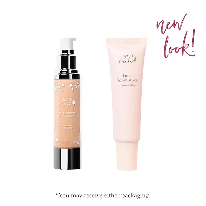 100% PURE Tinted Moisturizer Anti-Aging Face Makeup - Fruit Pigmented Alpine Rose Light to Medium Coverage & Dewy Glow - Lightweight Foundation Fair Skin w/Pink Undertone - Vegan - 1.7 Fl Oz