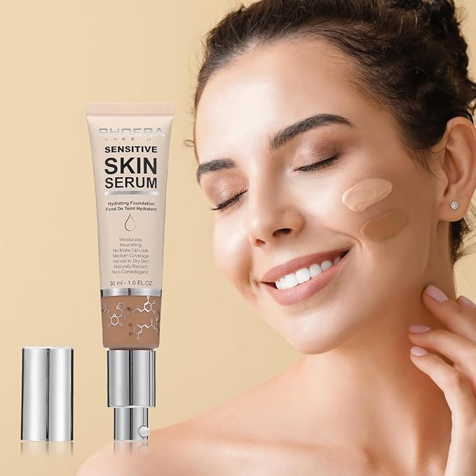 PHOERA Hydrating Serum Foundation,Flawless Full Coverage and Hypoallergenic Makeup Base Foundation. (N05 Tan, norm)