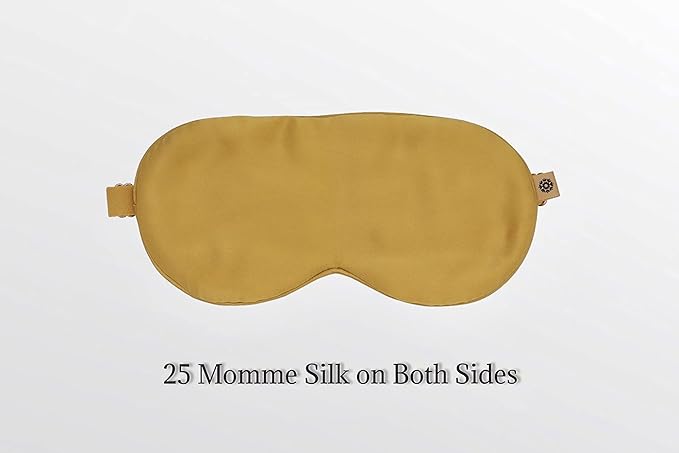 Premium Handcrafted 25 Momme Mulberry Silk Eye Mask for Sleeping (Golden Honey)