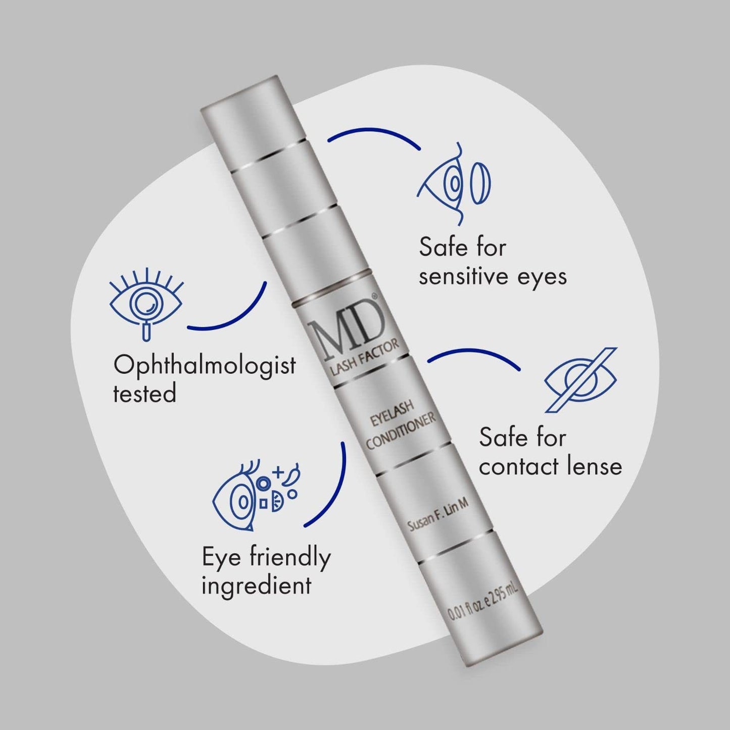 MD Lash Factor Eyelash Conditioner – 0.1 fl oz, 3-Month Supply – Daily Lash Serum with Peptides and Biotin for Thicker Lashes
